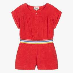 Sonia Rykiel Paris-بلاي سوت قطن لون أحمر للبنات | Childrensalon Outlet