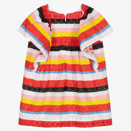 Sonia Rykiel Paris-Girls Red Embroidered Cotton Dress | Childrensalon Outlet