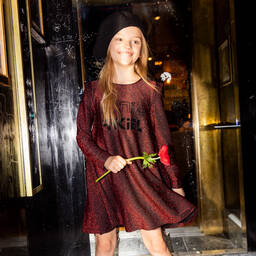 Sonia Rykiel Paris-Girls Red Glitter Dress | Childrensalon Outlet
