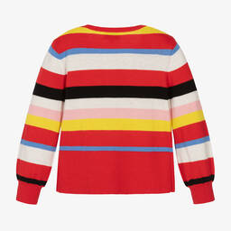 Sonia Rykiel Paris-كارديغان قطن محبوك مقلم بطبعة ملونة للبنات | Childrensalon Outlet