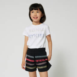 Sonia Rykiel Paris-Girls Sparkling White Cotton Tee | Childrensalon Outlet