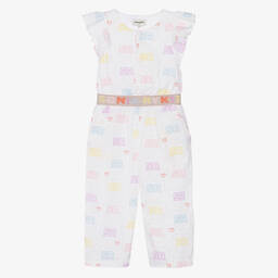 Sonia Rykiel Paris-Girls White Cotton Embroidered Jumpsuit | Childrensalon Outlet