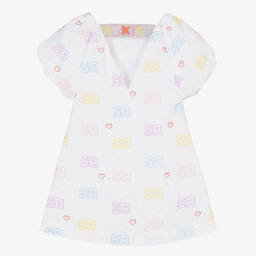 Sonia Rykiel Paris-Girls White Cotton Heart Dress | Childrensalon Outlet