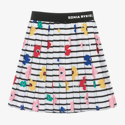 Sonia Rykiel Paris-Girls White Floral Pleated Skirt | Childrensalon Outlet