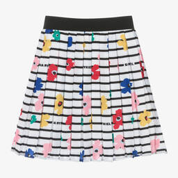 Sonia Rykiel Paris-Girls White Floral Pleated Skirt | Childrensalon Outlet