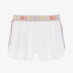 Sonia Rykiel Paris-شورت قطن لون أبيض مزين بترتر للبنات | Childrensalon Outlet