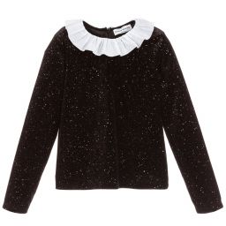 Sonia Rykiel Paris-Glittery Black Velour Top | Childrensalon Outlet