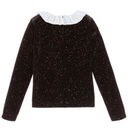 Sonia Rykiel Paris-Glittery Black Velour Top | Childrensalon Outlet