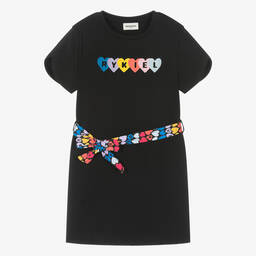 Sonia Rykiel Paris-Teen Girls Black Cotton Heart Dress | Childrensalon Outlet