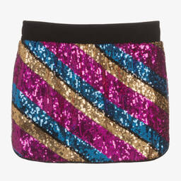 Sonia Rykiel Paris-تنورة مزينة بترتر لون زهري وذهبي تينز بناتي | Childrensalon Outlet