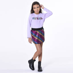 Sonia Rykiel Paris-تنورة مزينة بترتر لون زهري وذهبي تينز بناتي | Childrensalon Outlet