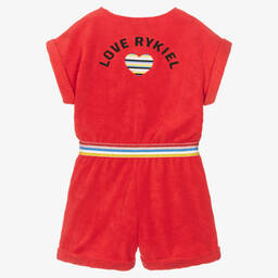 Sonia Rykiel Paris-Teen Girls Red Cotton Logo Playsuit | Childrensalon Outlet