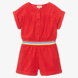 Sonia Rykiel Paris-Teen Girls Red Cotton Logo Playsuit | Childrensalon Outlet
