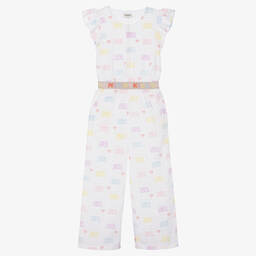 Sonia Rykiel Paris-Teen Girls White Cotton Embroidered Jumpsuit | Childrensalon Outlet