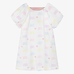Sonia Rykiel Paris-فستان بطبعة قلوب قطن لون أبيض للمراهقات | Childrensalon Outlet