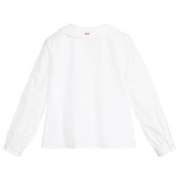 Sonia Rykiel Paris-قميص كشكش قطن بوبلين لون أبيض للبنات | Childrensalon Outlet