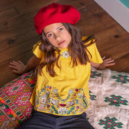 Sonia Rykiel Paris-Yellow Embroidered Blouse | Childrensalon Outlet