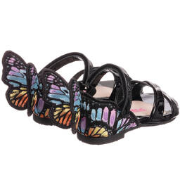 Sophia Webster Mini-Girls Black Leather Sandals | Childrensalon Outlet