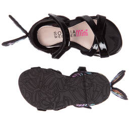 Sophia Webster Mini-Girls Black Leather Sandals | Childrensalon Outlet
