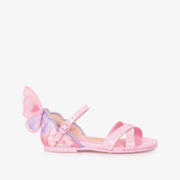 Sophia Webster Mini-صنادل جلدية وردية للبنات مزينة بالفراشات | Childrensalon Outlet
