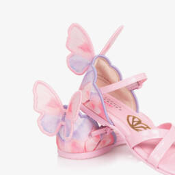 Sophia Webster Mini-صنادل جلدية وردية للبنات مزينة بالفراشات | Childrensalon Outlet