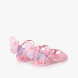 Sophia Webster Mini-صنادل جلدية وردية للبنات مزينة بالفراشات | Childrensalon Outlet