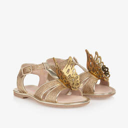 Sophia Webster Mini-Girls Gold Butterfly Celeste Sandals | Childrensalon Outlet