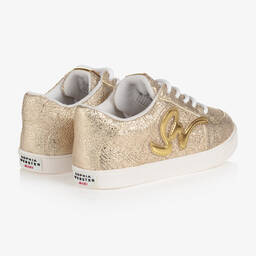 Sophia Webster Mini-Girls Gold Leather Stomp Sneakers | Childrensalon Outlet