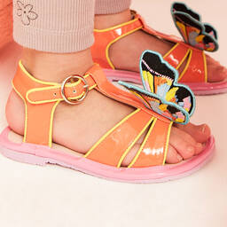 Sophia Webster Mini-Girls Orange Butterfly Sandals | Childrensalon Outlet