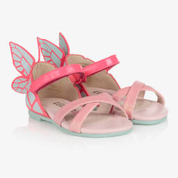 Sophia Webster Mini-Girls Pink & Green Chiara Sandals | Childrensalon Outlet