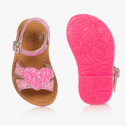 Sophia Webster Mini-Girls Pink Leather Amora Glitter Sandals | Childrensalon Outlet