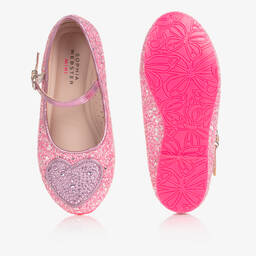 Sophia Webster Mini-Girls Pink Leather Amora Glitter Shoes | Childrensalon Outlet