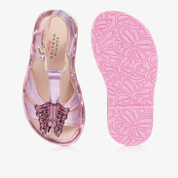Sophia Webster Mini-Girls Pink Leather Butterfly Sandals | Childrensalon Outlet