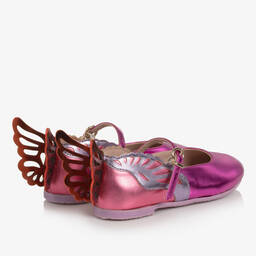 Sophia Webster Mini-حذاء جلد لون زهري متاليك للبنات | Childrensalon Outlet