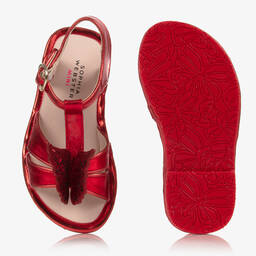 Sophia Webster Mini-Girls Red Leather Sandals | Childrensalon Outlet