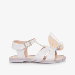 Sophia Webster Mini-Girls Shimmering Butterfly White Sandals | Childrensalon Outlet