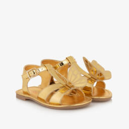 Sophia Webster Mini-صنادل ذهبية متلألئة للبنات | Childrensalon Outlet