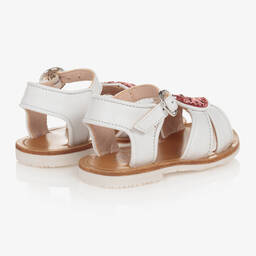 Sophia Webster Mini-Girls White Leather Heart Sandals | Childrensalon Outlet