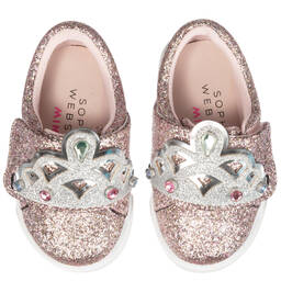 Sophia Webster Mini-Pink Glitter Slip-On Trainers | Childrensalon Outlet