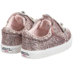 Sophia Webster Mini-Pink Glitter Slip-On Trainers | Childrensalon Outlet