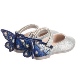 Sophia Webster Mini-Silver & Blue Glitter Shoes  | Childrensalon Outlet