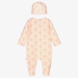 Sophie la Girafe-Розовый комбинезон и шапочка из хлопка | Childrensalon Outlet