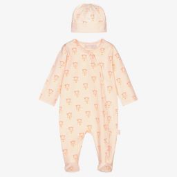Sophie la Girafe-Розовый комбинезон и шапочка из хлопка | Childrensalon Outlet