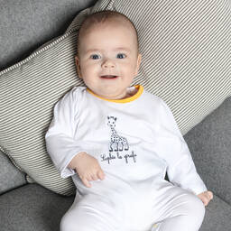 Sophie la Girafe-Белый хлопковый комбинезон | Childrensalon Outlet