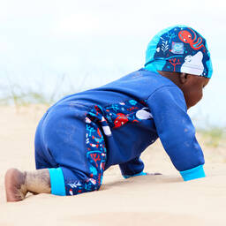 Splash About-Blue Sea Print Baby Swim Hat (UPF50+) | Childrensalon Outlet
