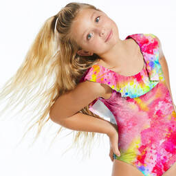 Stella Cove-Girls Pink Tie Dye Ruffle Swimsuit | Childrensalon Outlet