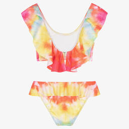 Stella Cove-مايو بيكيني مزين بكشكش لون أحمر وأصفر للبنات | Childrensalon Outlet