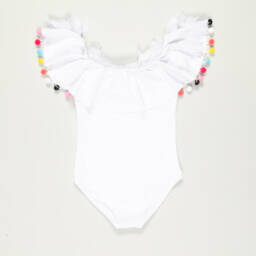 Stella Cove-Preloved Girls White Pom-Pom Swimsuit (12 years) | Childrensalon Outlet