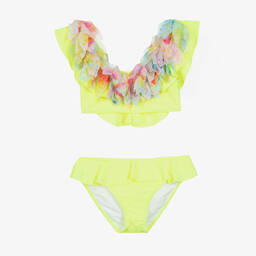 Stella Cove-مايو بيكيني تينز بناتي مزين بكشكش لون أصفر نيون | Childrensalon Outlet