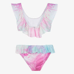 Stella Cove-مايو بيكيني مزين بكشكش لون أزرق وزهري | Childrensalon Outlet